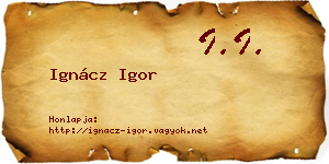 Ignácz Igor névjegykártya